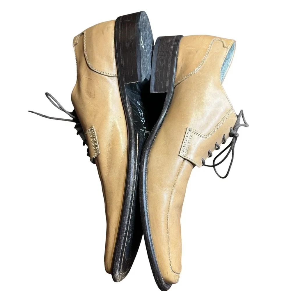 Kenneth Cole New York Shoes Mens Size 10.5 Beige Leather Derby Lace Up‎ Dress